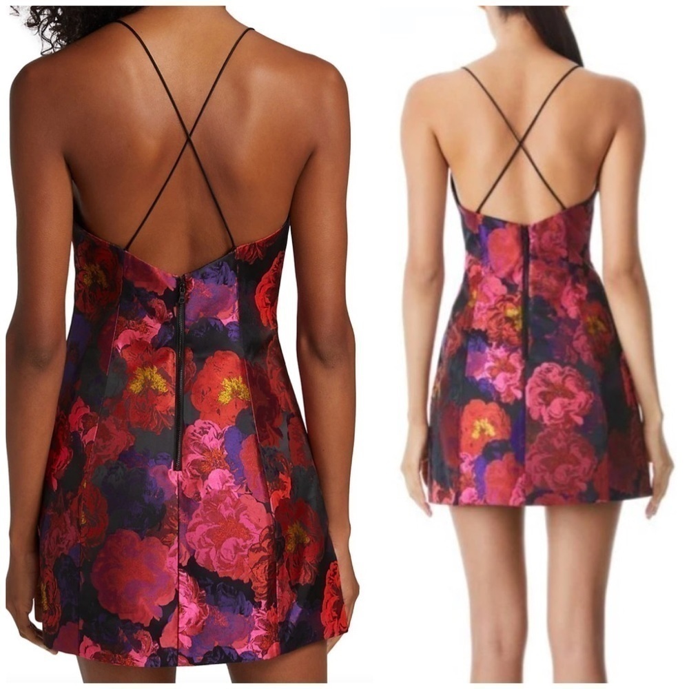 ALICE + OLIVIA TAYLA FLORAL MINI DRESS - Picture 3 of 16